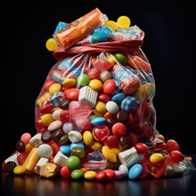 A Bag Of Chewy Candies Colorful And Sweet.
