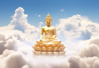 Wall Mural - Gold buddha statue in the sky background