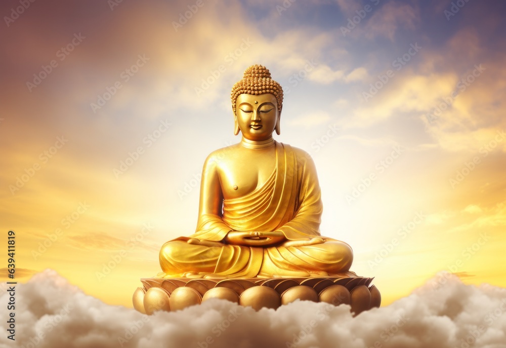 Gold buddha statue in the sky background Stock Photo | Adobe Stock