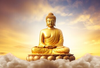 gold buddha statue in the sky background
