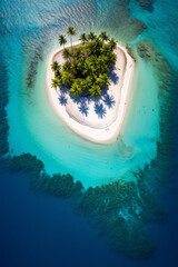 Wall Mural - Aerial view of a small Caribbean island in turquoise water