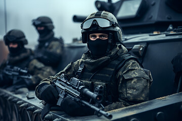 Ukrainian soldiers. Photos that are demonstrating their force and pride. generative AI