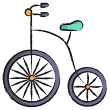 Hand Drawn High Wheel Bicycle Icon