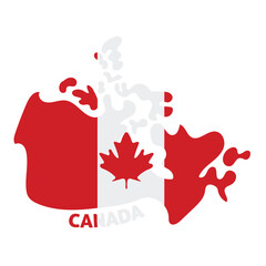 Poster - Isolated colored map of Canada with its flag Vector