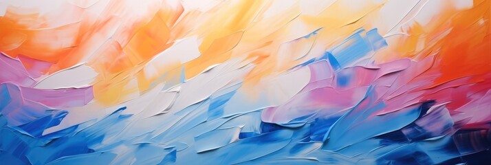 Poster - Abstract rough colorful multi colored art painting texture with oil brushstroke, Banner, Pallet paint on canvas.