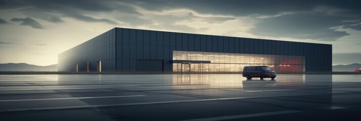 Poster - Commercial office building, Factory and transport, Logistic business transport warehouse station.