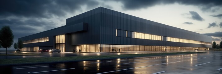 Poster - Commercial office building, Factory and transport, Logistic business transport warehouse station.
