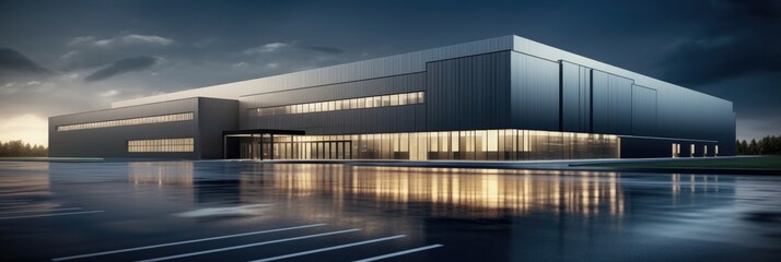 Poster - Commercial office building, Factory and transport, Logistic business transport warehouse station.