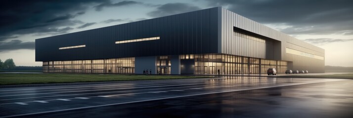 Poster - Commercial office building, Factory and transport, Logistic business transport warehouse station.