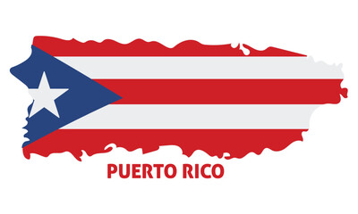 Canvas Print - Isolated colored map of Puerto Rico with its flag Vector