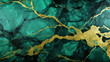 Beautiful background of green marble with the addition of gold.generative ai
