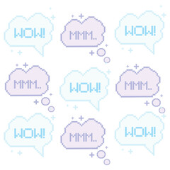 Wall Mural - Seamless pattern with pixelated comic speech bubble chats Vector