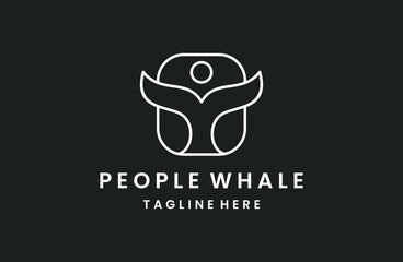 Wall Mural - People whale logo template vector illustration design