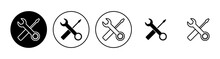 Repair Tools Icon Set. Tool Icon Vector. Setting Icon Vector. Wrench And Screwdriver. Support, Service