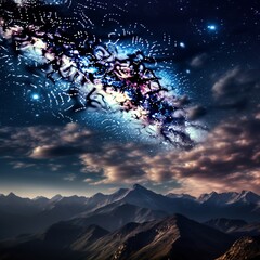 Wall Mural - The Milky Way painting the night sky, stars glittering like diamonds, an awe-inspiring view of the cosmos.