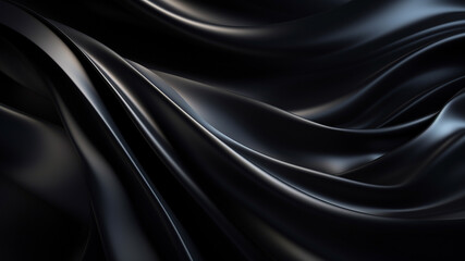 Elegance abstract soft focus wave glossy Black fabric use for background