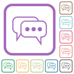 Poster - Two rounded square active chat bubbles outline simple icons