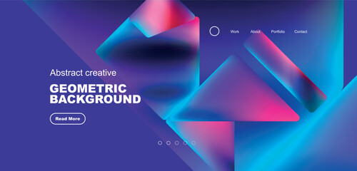 Aufkleber - Triangles with fluid colors geometric abstract background. Techno or business concept, pattern for wallpaper, banner, background, landing page