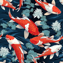 Seamless Pattern Koi Fish