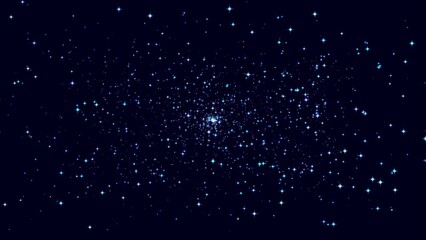 Wall Mural - Minute video clip with bright twinkling stars of the universe on a dark background, computer rendering