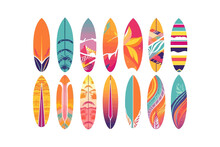 Surfing Board Set. Vector Illustration Design.