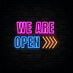 Wall Mural - We Are Open Neon Signs Vector Design Template Neon Style