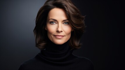 Wall Mural - confident and captivating: a woman with a confident smile and a stylish bob hairstyle, exudes elegan