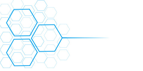 abstract background template science and technology presentation, hexagonal shape with blue and soft color. Blue bright energy flashes under hexagon in modern technology futuristic background vector i