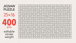 © Bisams - Empty jigsaw puzzle grid template, 25x16 shapes, 400 pieces. Separate matching puzzle elements. Flat vector illustration layout, every piece is a single shape.