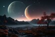 A remarkable planet amidst celestial bodies. Generative AI