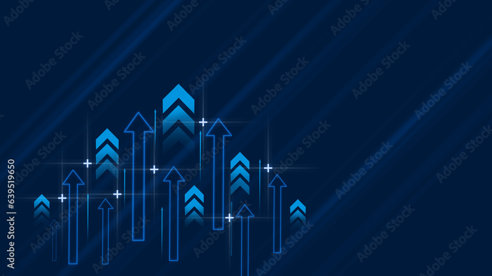 light up arrows dark blue background business growth competition ...
