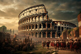 Painting of the Roman Colosseum in Rome in ancient times
