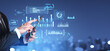 © ImageFlow - Businessman finger touch tablet, business dashboard chart with statistics