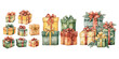 © Dgillustration12u - watercolor gift clipart for graphic resources
