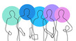 Wire people community. Outline silhouettes of a group of people