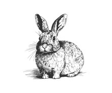 Cute Rabbit Hand Drawn Sketch. Vector Illustration Design.