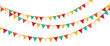 Festive flag garlands vector illustration. Triangle buntings in simple