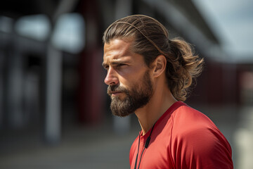 Canvas Print - Man with bun hairstyle