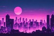 Chill Lo-fi Vibes with Night Skyline and Purple Hues: Manga and Anime Inspirations. Generative AI.