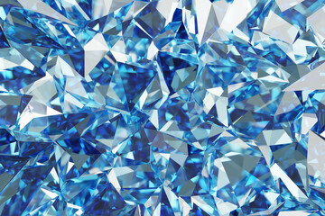 Wall Mural - Abstract Blue Diamond Texture Crystal Close-Up Background, 3D rendering