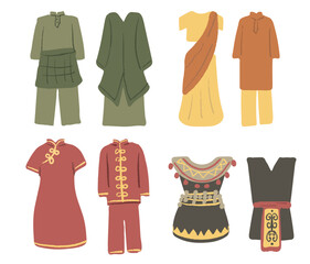 Wall Mural - Illustration of Malaysia Traditional Clothes