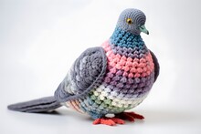 Crochet Pigeon Soft Toy Isolated On White