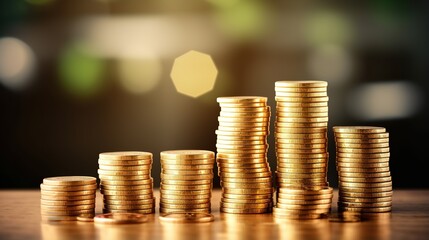 Wall Mural - Stack of coins. The concept of money, finance, and business growth.