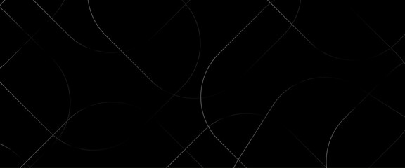 Wall Mural - abstract black circle shape with elegant white lines on black background, black business paper with 