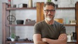 Fototapeta Na sufit - Portrait of happy, confident middle aged man in casual, smiling