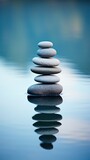 Fototapeta Desenie - Zen stones symmetrically aligned against calm water. 