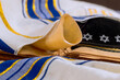 Jewish holiday symbols shofar prayer book shawl tallit kippah for holly days in synagogue