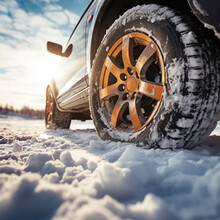 Tires in the snow. Snow tires.