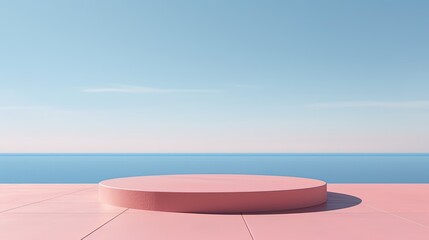 stair way or steps on pink wall contrast with blue sky in sunny day time, minimalism style background with copy space