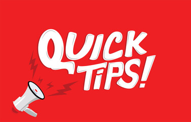 Megaphone with quick tips, Quick tips typography banner, Quick tips Letter